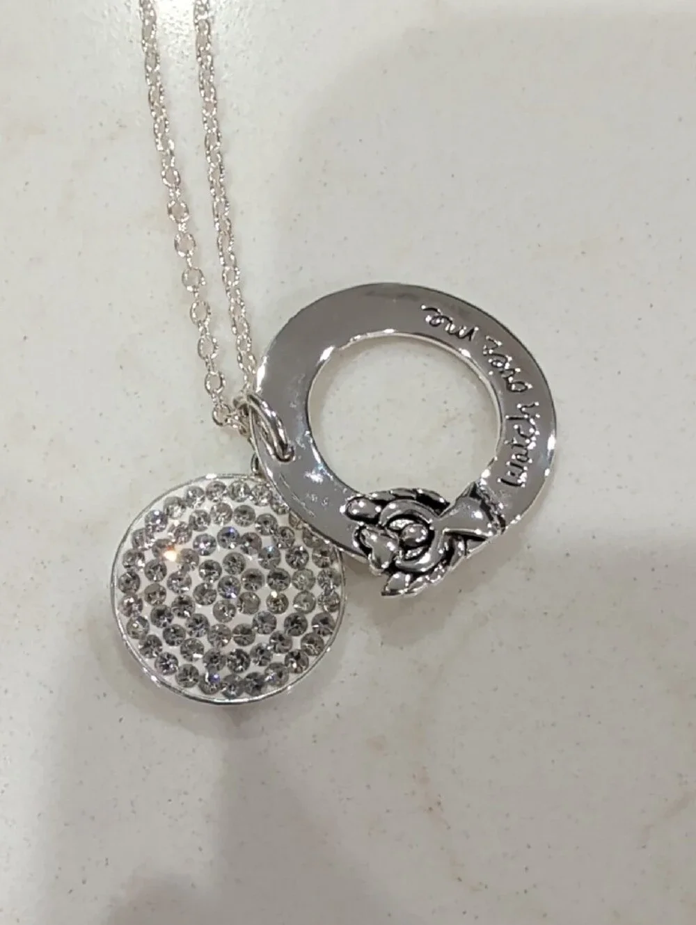 Silver 'Watch Over Me' Crystal Angel Pendant Necklace - Women Jewelry